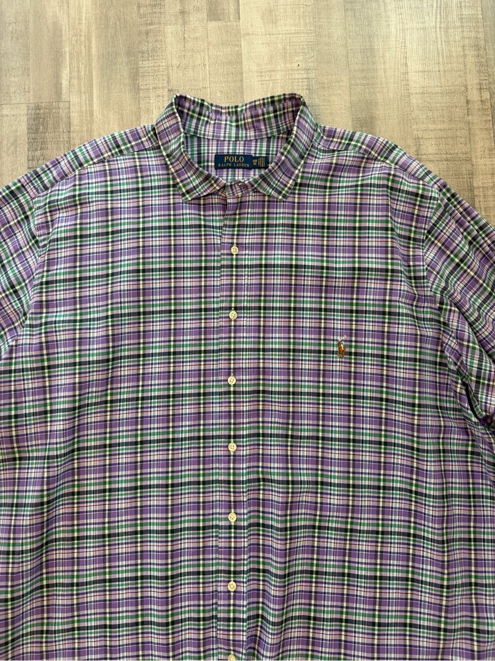 Polo Ralph Lauren Men’s 3XB Big Purple Green Plaid Long Sleeve Button Shirt